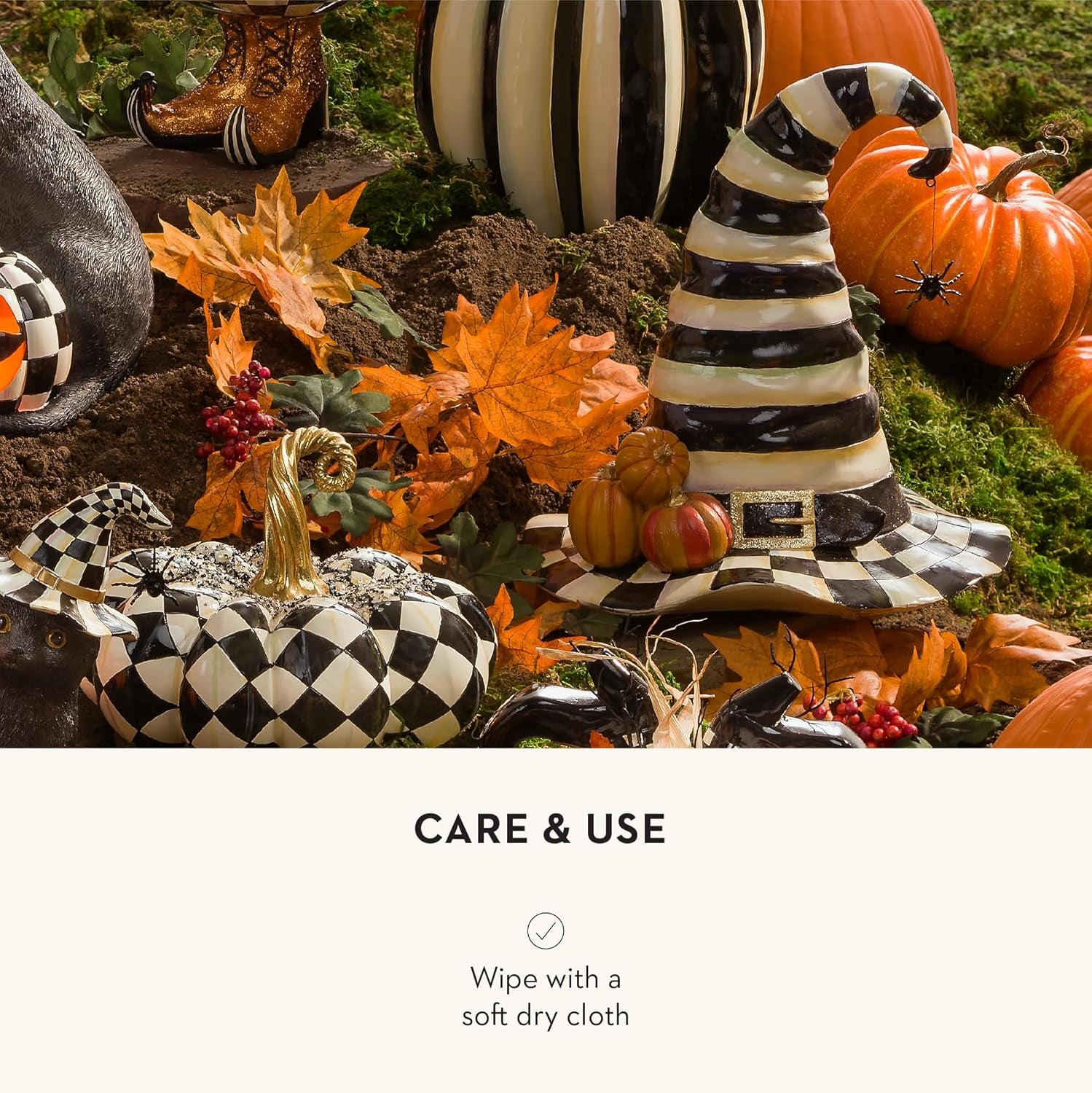 Courtly Stripe Witch Hat - Black and White Halloween Decor for Home