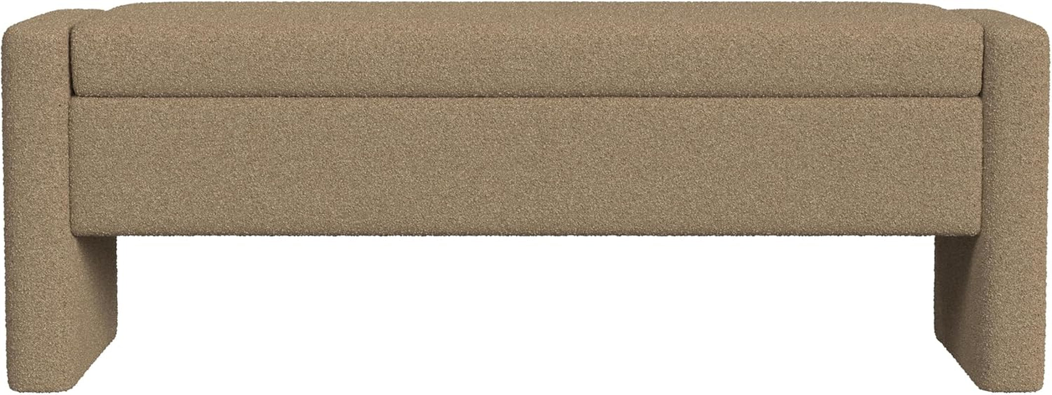 Copenhagen Contemporary Storage Bench for Living Room and Bedroom - Brown Boucle Upholstery