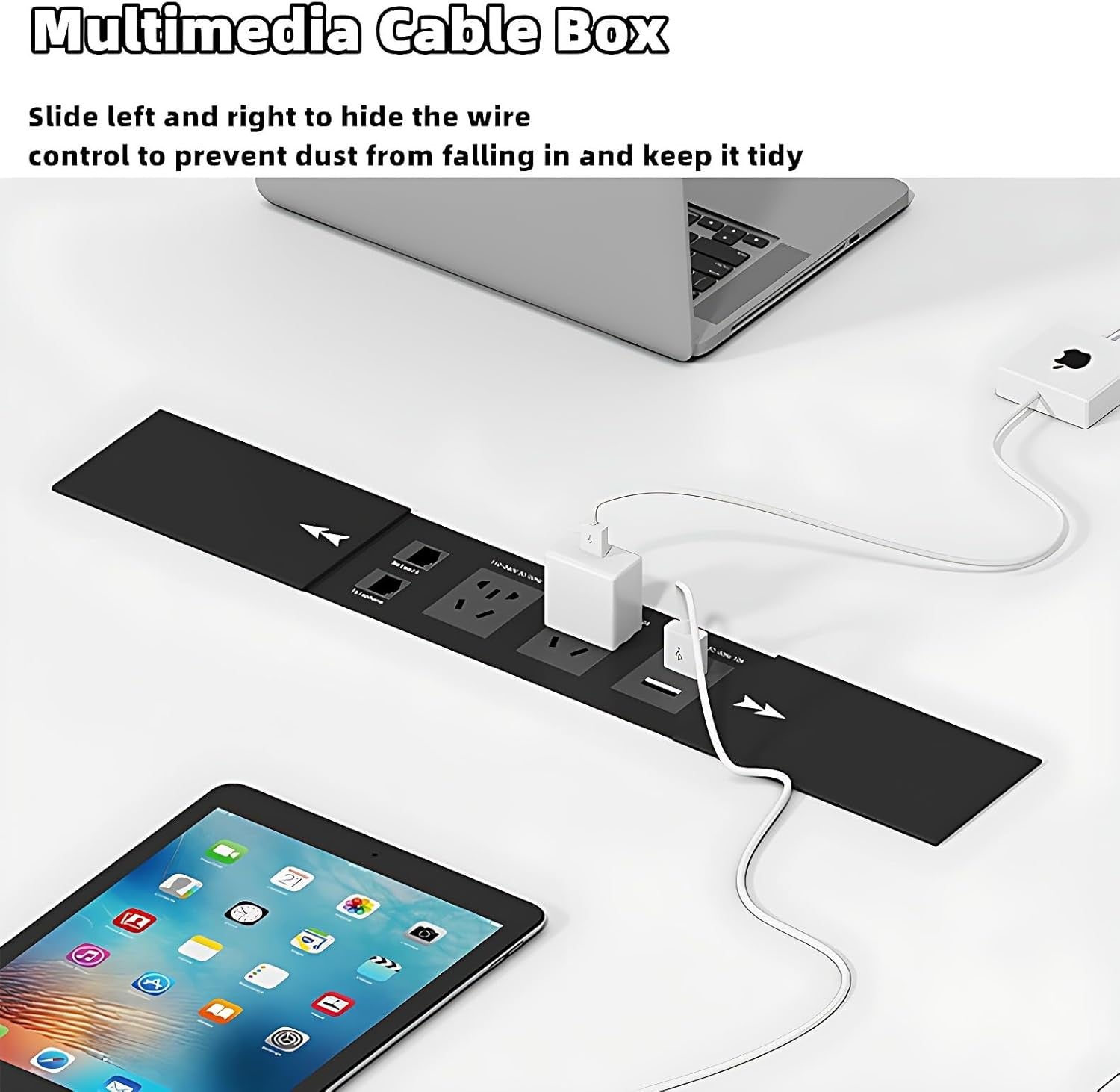 Stylish Executive L Desk with Built-In Power Hub - Spacious Corner Workstation for Home Office & Studio (141.7")