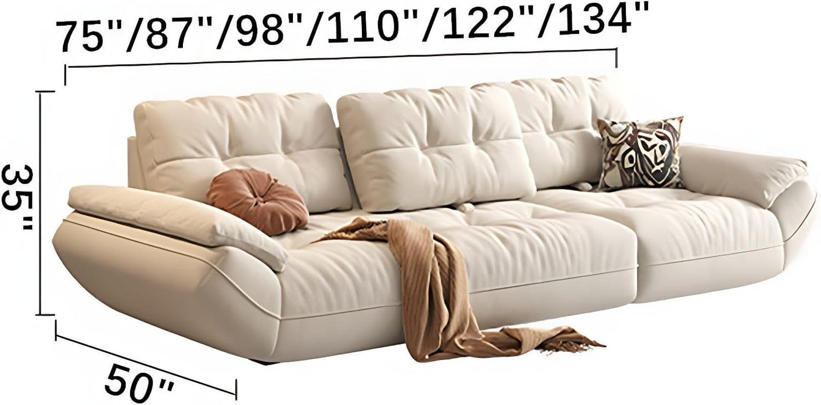Stylish Convertible Sectional Sofa Bed with Chaise - Perfect for Modern Living Rooms & Apartments (Green, 134 In)