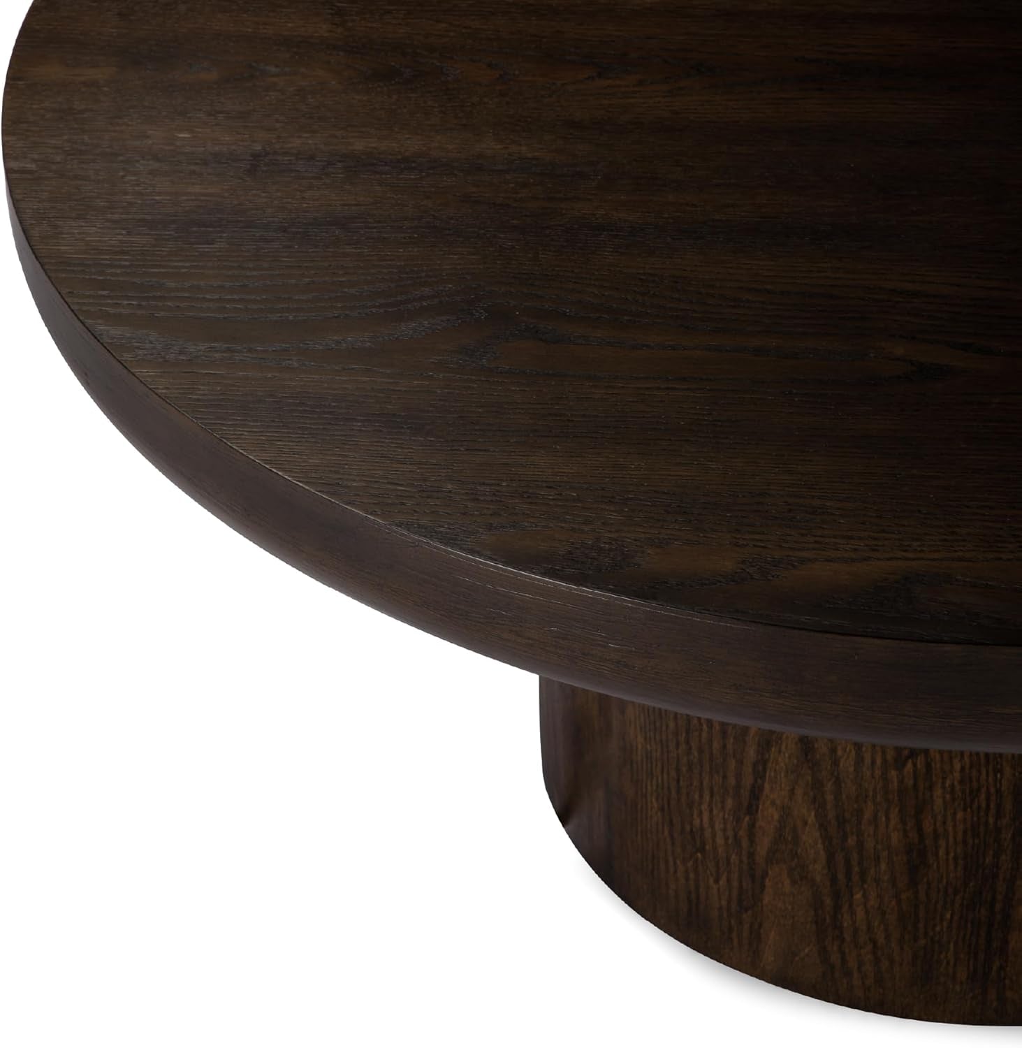 Chic Aged Brown Wooden Circular Coffee Table - 36" Round Modern Farmhouse Accent for Your Living Room