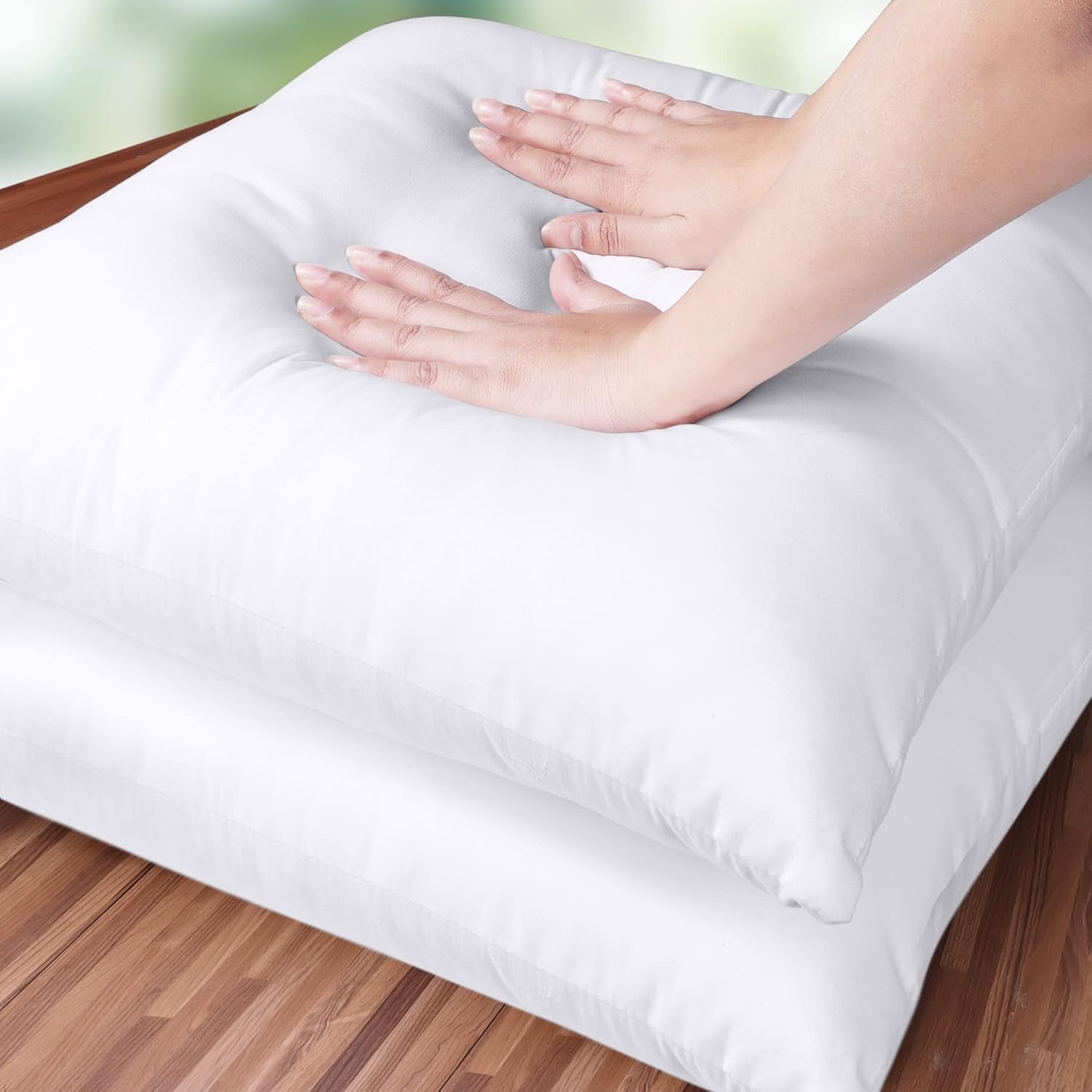 Cozy White Throw Pillow Inserts - Set of 2, 18x18 Inches for Bed & Couch Decor