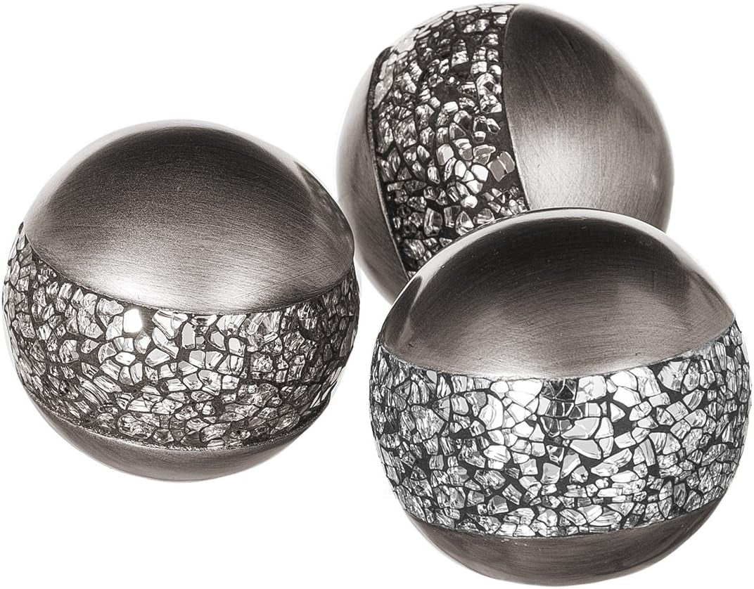 Schonwerk Silver Decorative Orbs - Set of 3 Elegant Accents for Centerpieces and Table Décor, Ideal for Dining and Living Spaces, Thoughtful Gift Option