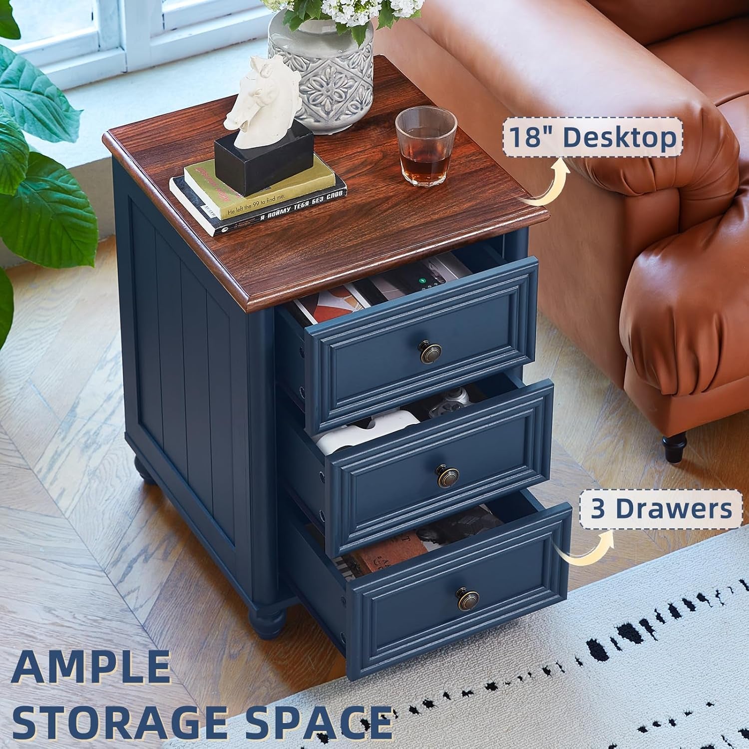 Elegant Farmhouse Dresser and Nightstand Set - 3-Piece Wooden Bedroom Furniture Suite with Roman Column Design, Perfect for Living Room and Hallway