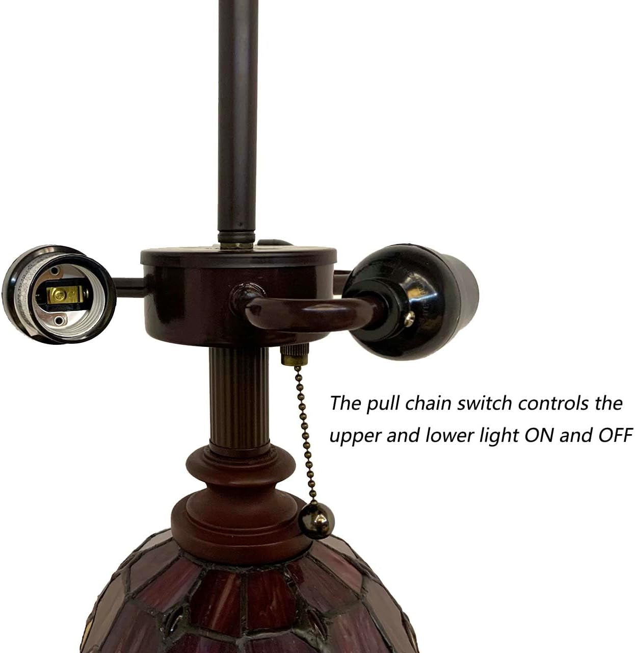 Stunning 64-Inch Baroque Tiffany Style Stained Glass Double Lit Floor Lamp - Elegant Home Decor in Red
