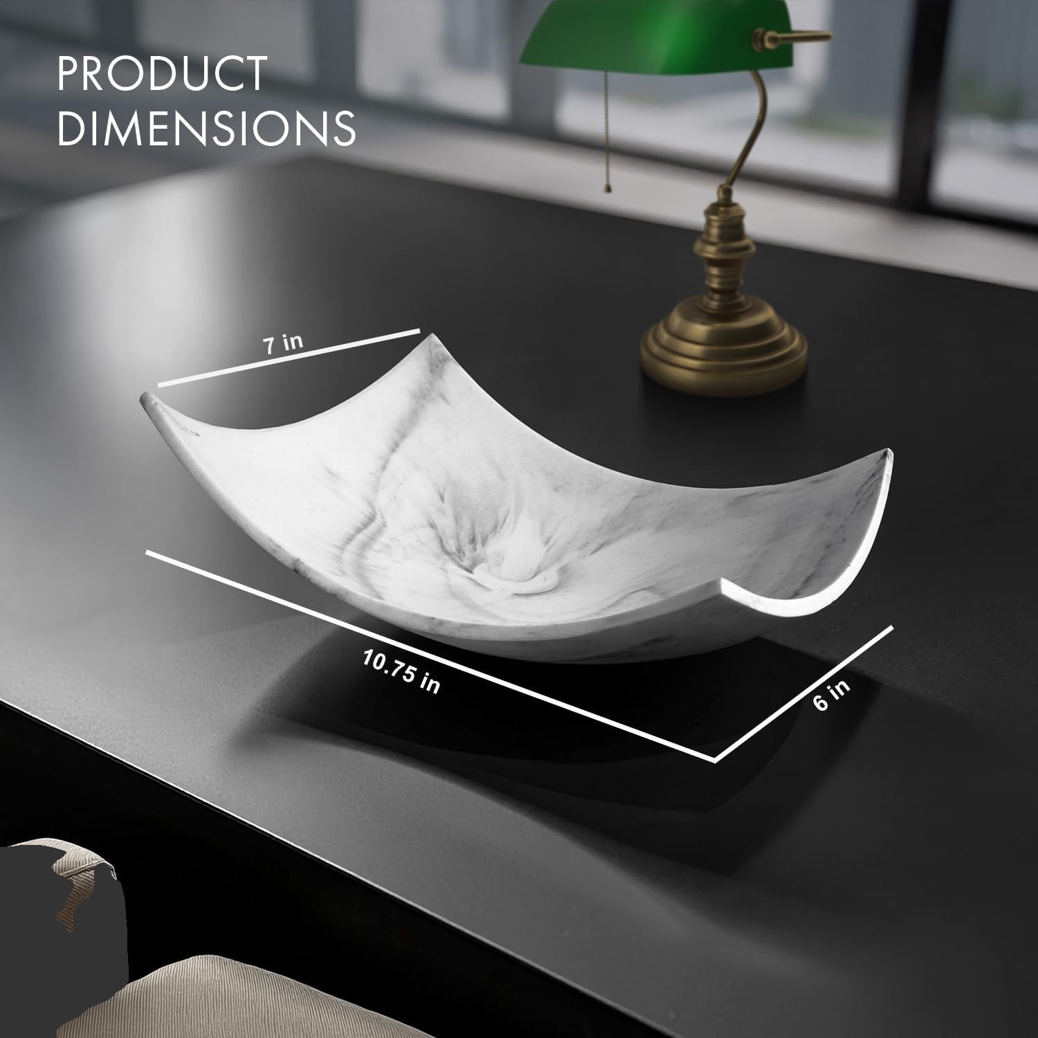 Elegant Marble-Patterned Decorative Bowl with Complementary Set of 8 Balls for Coffee Table Centerpiece and Dining Room Decor