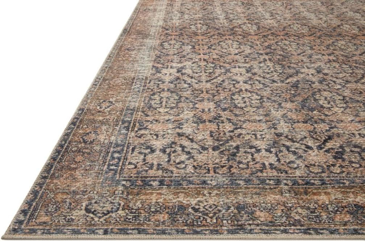 Amber Lewis Billie Collection 8'6" x 11'6" Distressed Ink & Salmon Area Rug - Perfect Antique Accent for High Traffic Living Rooms, Bedrooms, and Hallways