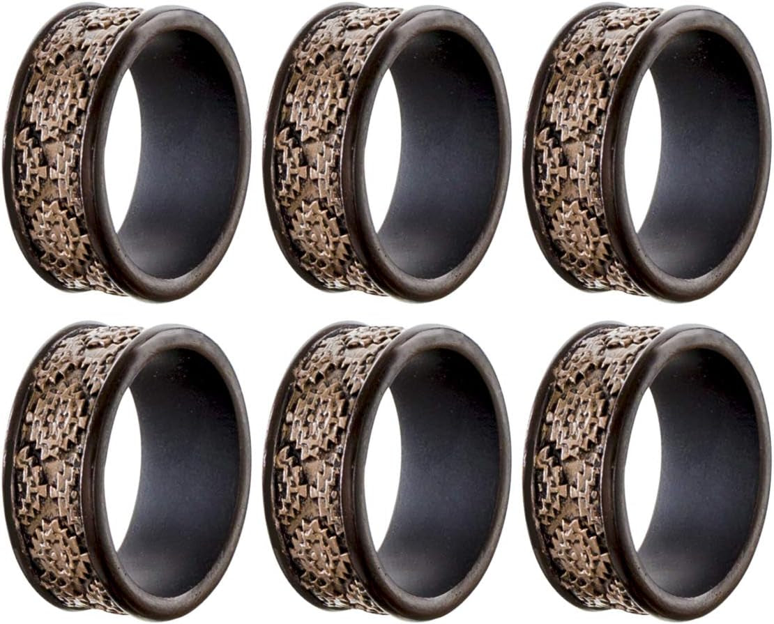 Dublin Brown Napkin Rings - Set of 6 Elegant Holders for Rustic Table Settings and Holiday Dinners