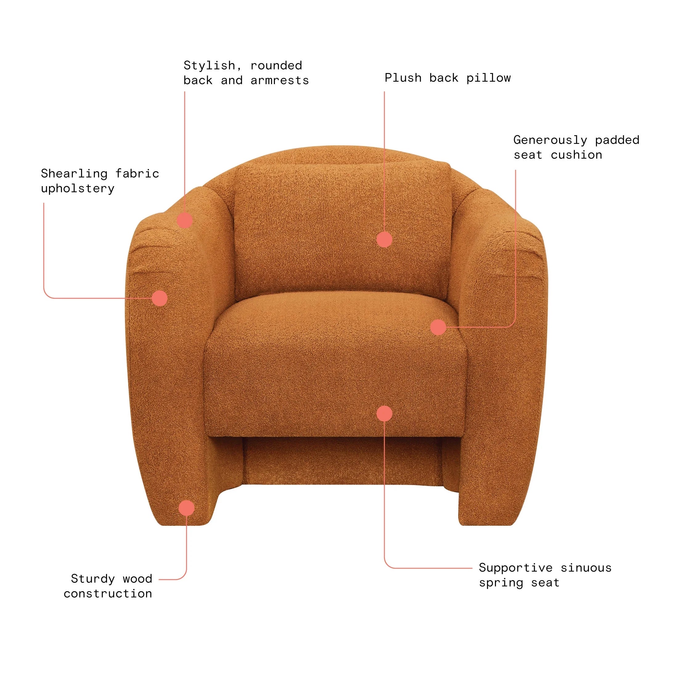 Barrymore Teddy Accent Chair - Luxurious Butterscotch Shearling by Drew Barrymore