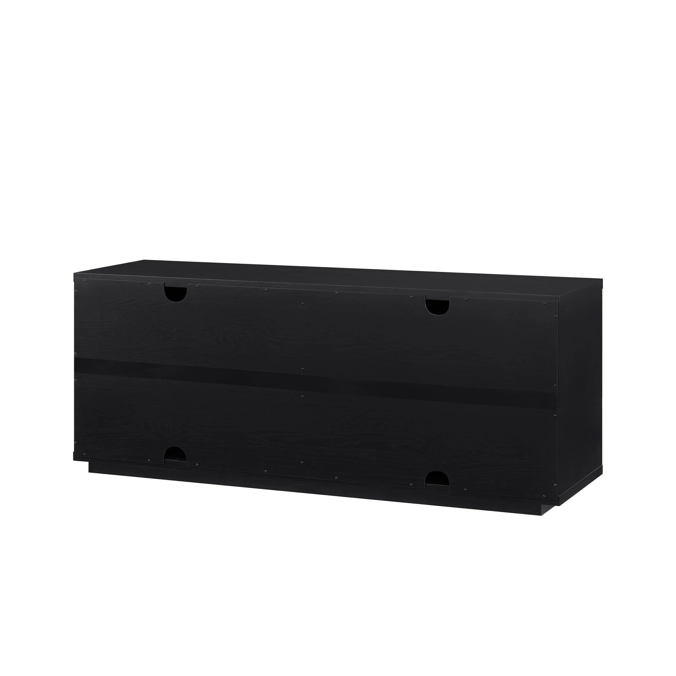Stylish Fluted TV Stand for TVs up to 70” by Drew Barrymore in Elegant Rich Black Finish