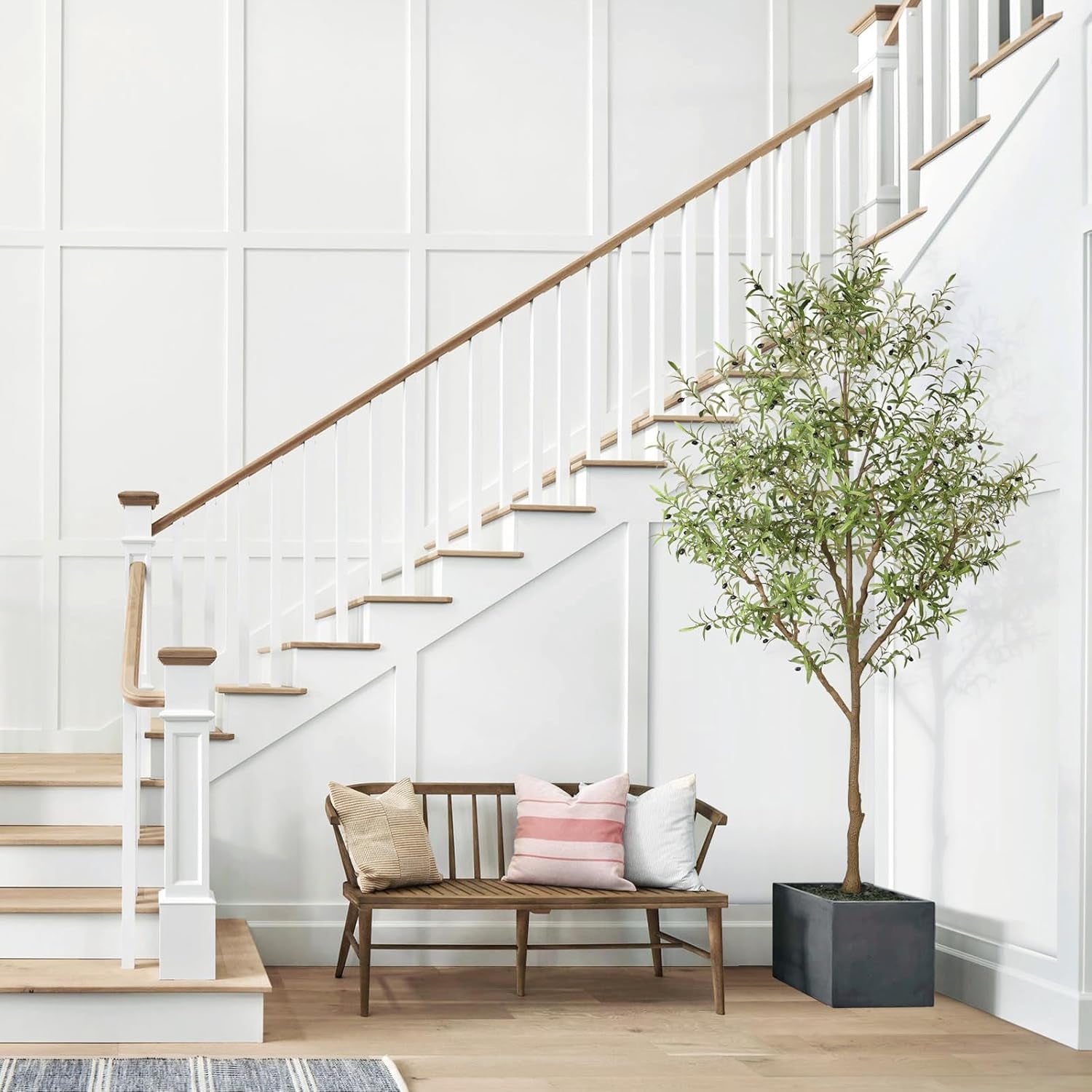 Stunning 9 Feet Artificial Olive Tree - Lifelike Faux Olive Tree with Natural Wood Trunk & Realistic Fruits for Elegant Home Decor