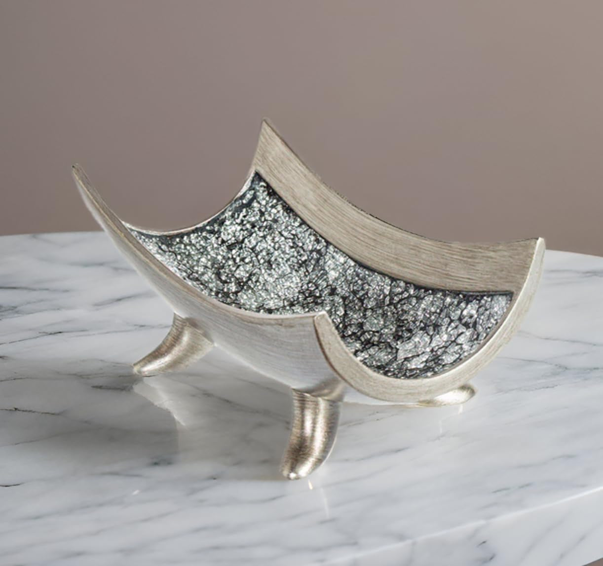 Schonwerk Silver Centerpiece Bowl - Elegant Coffee Table Decoration for Dining Room, Living Room, or Entryway - Decorative Bowl Ideal for Weddings and Birthdays