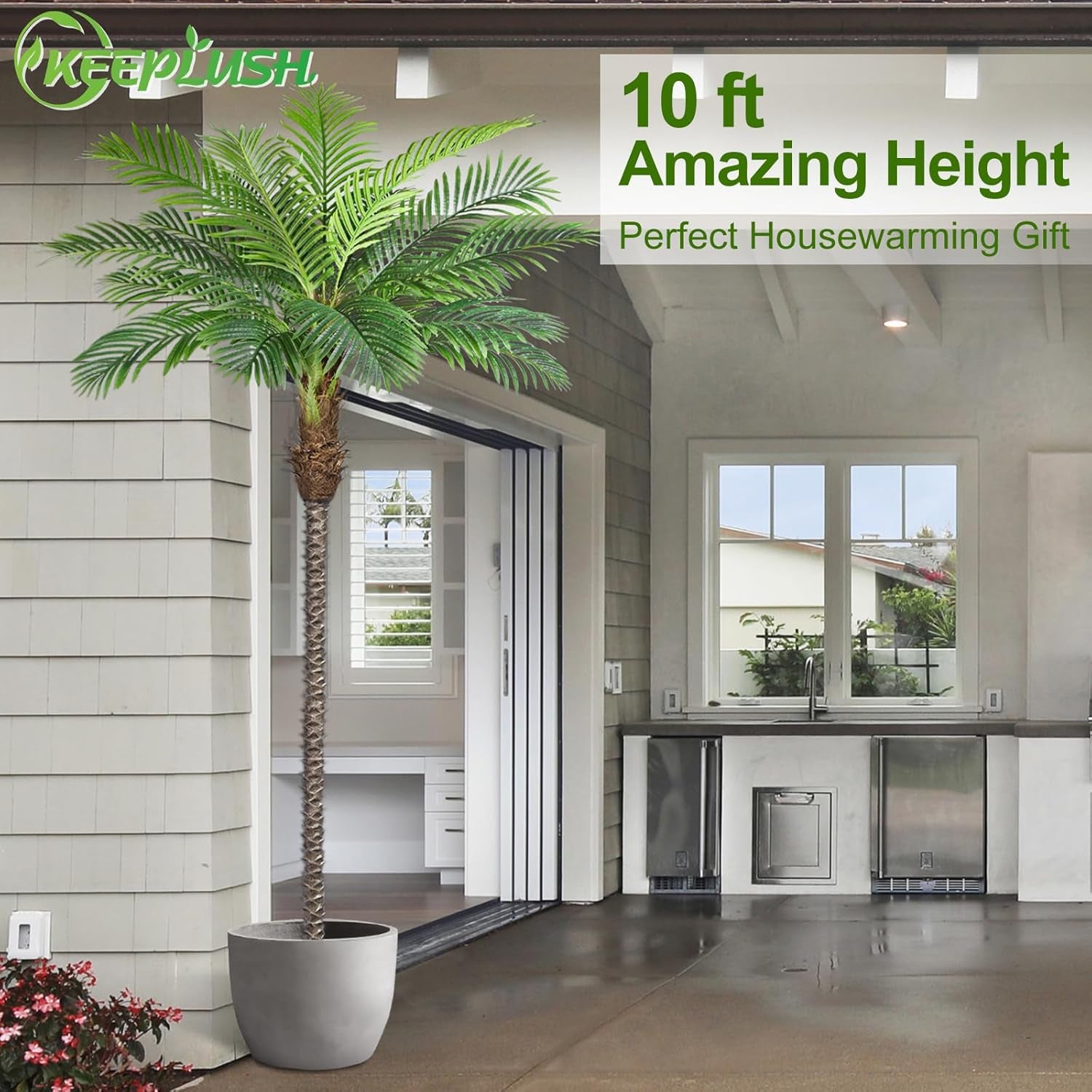 Elevate Your Space with 10Ft Tall Artificial Phoenix Palm Trees - Set of 2 for Stunning Outdoor & Indoor Decor! Perfect for Patio, Poolside & Home Office!