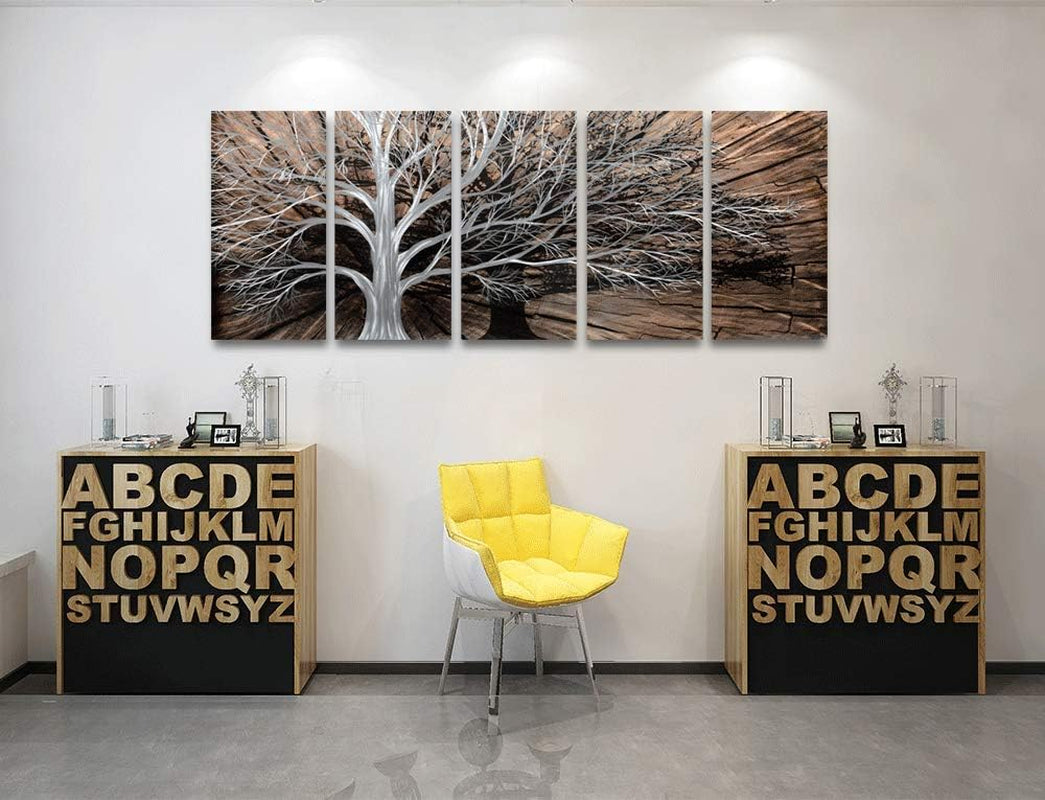 Tree of Life Metal Wall Art Set - Artisan 3D Aluminum Sculpture for Home Decor, Ideal Accent for Living Room, Bedroom, or Office