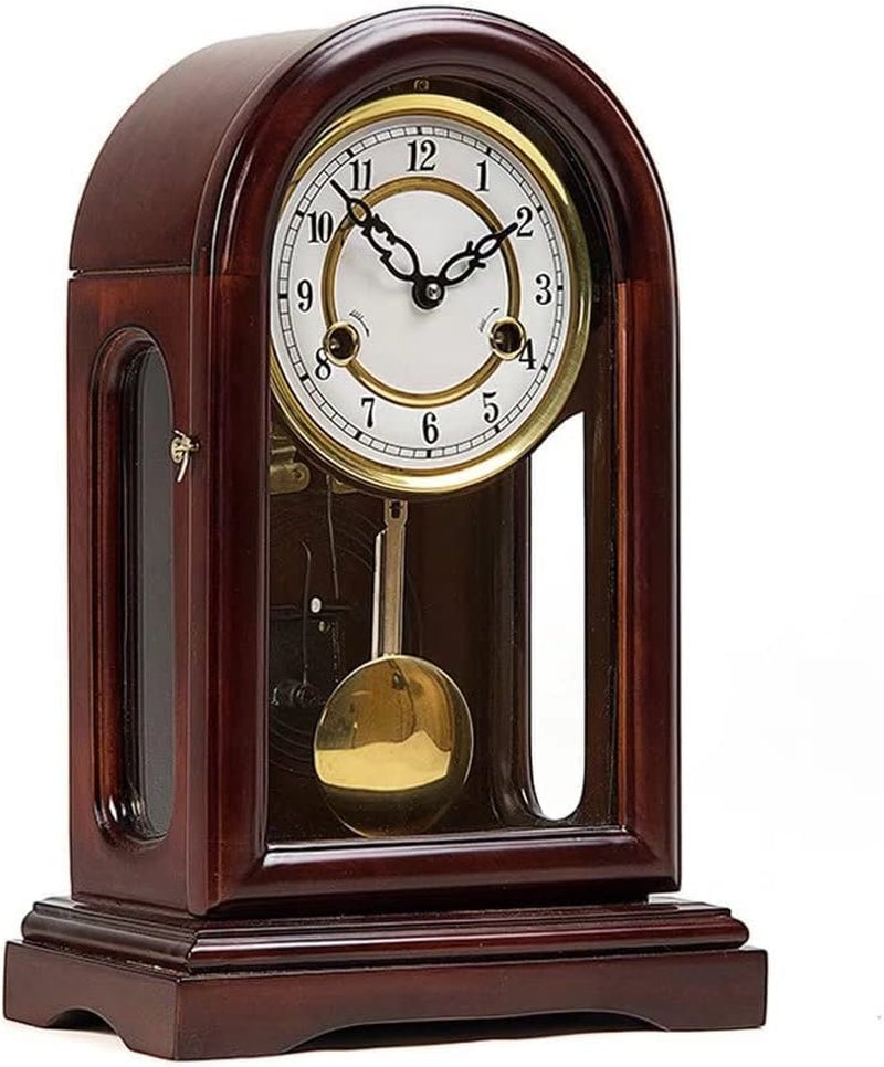Vintage Mechanical Mantel Clock with Front Glass Door and Brass Finished Pendulum for Elegant Home Décor