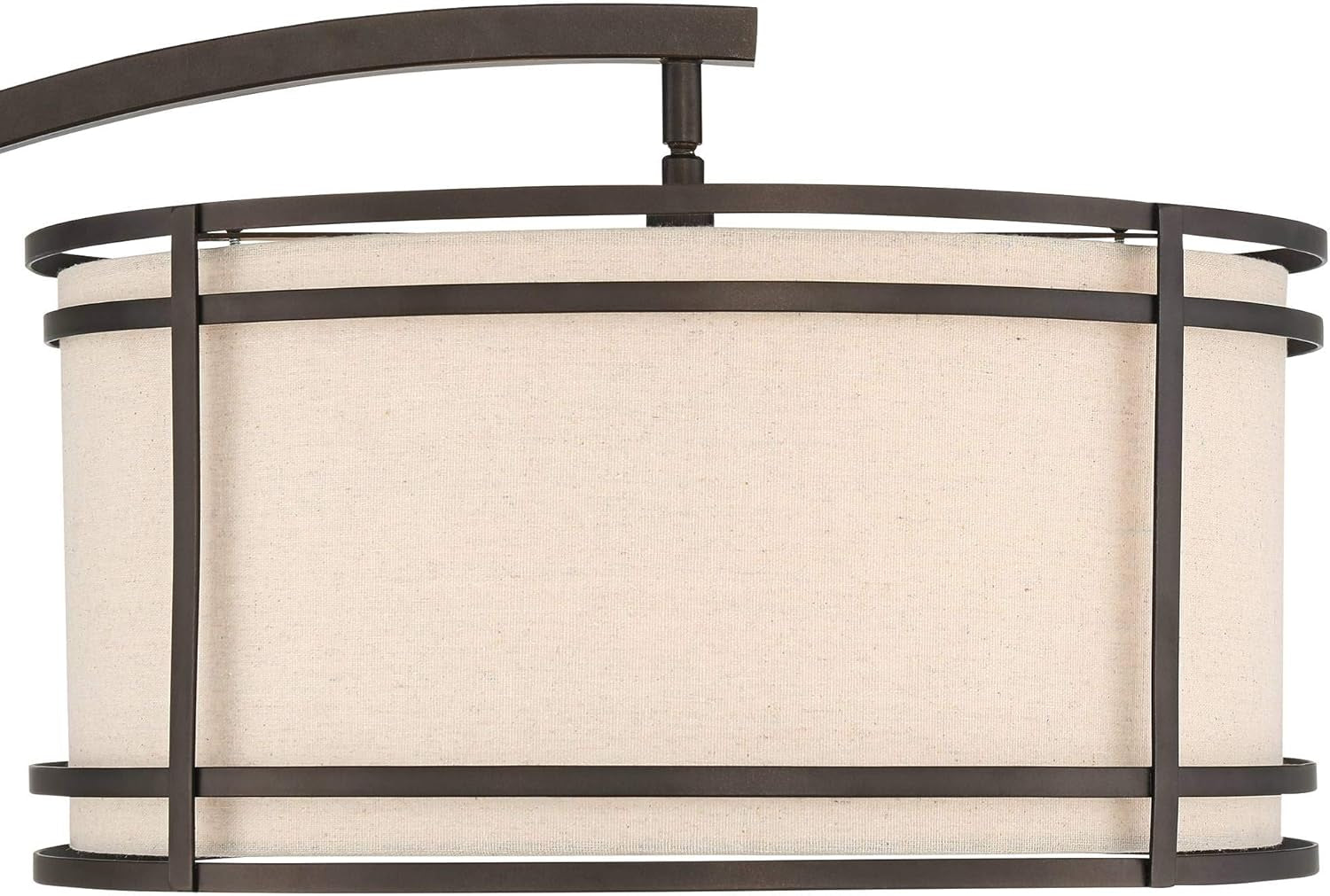 Gentry Industrial Rustic Arc Floor Lamp - 71.5" Tall Oil Rubbed Bronze with Oatmeal Fabric Drum Shade for Living Room, Bedroom, and Office Decor