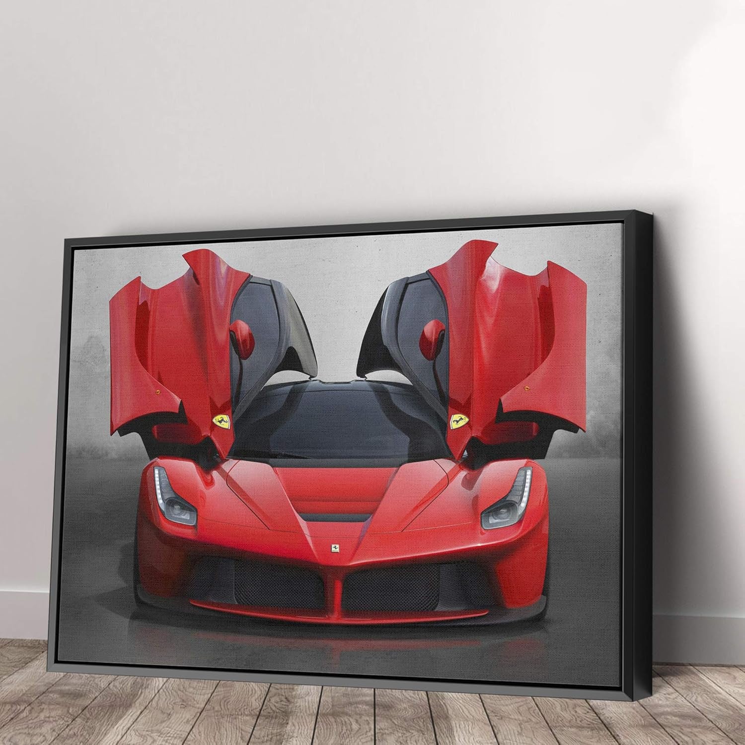 La Ferrari Super Car Canvas Wall Art - Modern Black Framed Home Decor in Various Sizes (45" x 30")