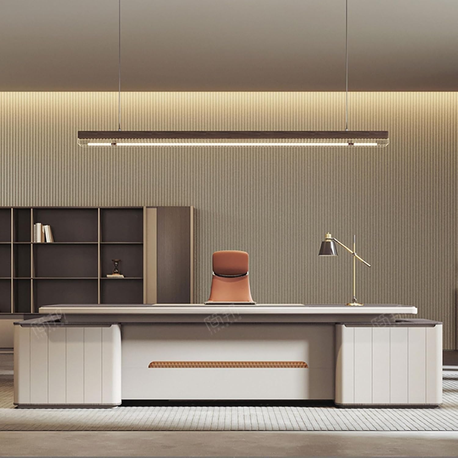 Stylish L-Shaped Executive Office Desk with Storage Cabinet and File Drawers – Perfect Workstation for Home Office