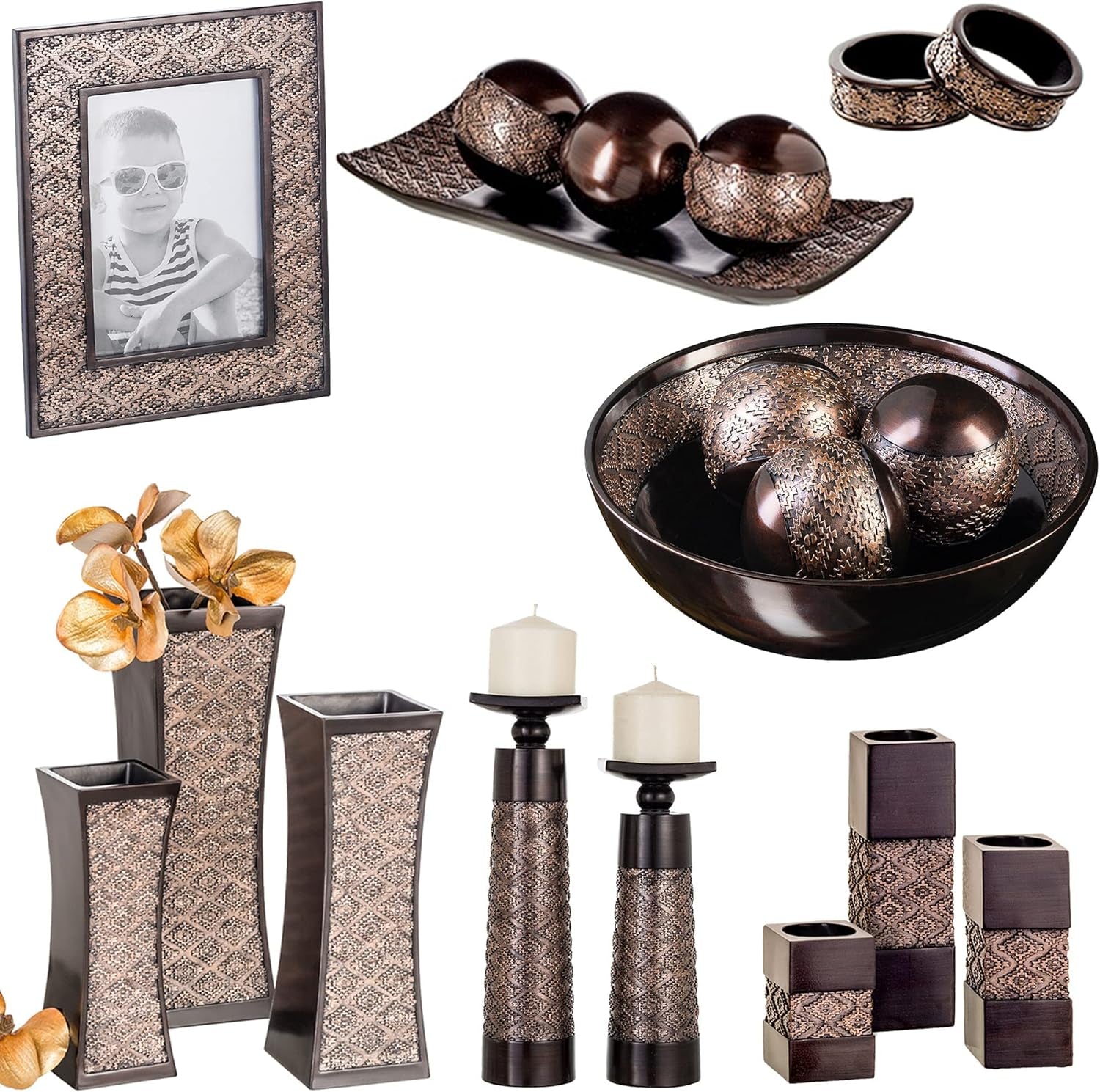 Dublin Brown Set of 3 Tealight Candle Holders - Elegant Centerpieces for Living and Dining Room Decor, Ideal for Coffee Tables, Fireplaces, Entrances, or Bathrooms