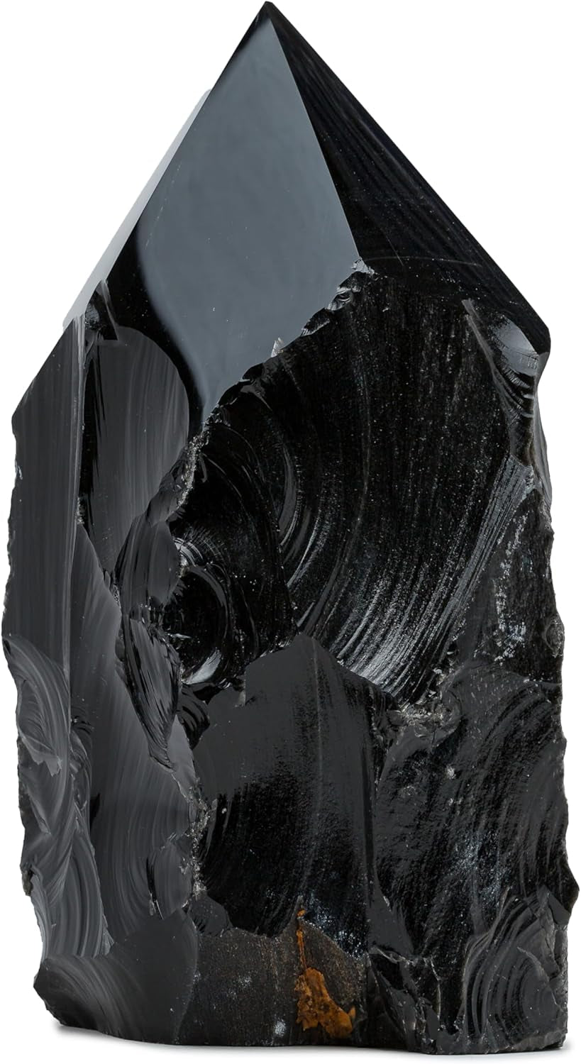 Extra Large 13-Inch Black Obsidian Crystal Point - 22.43 Lb Natural Gemstone for Unique Home Decor & Memorable Gifts