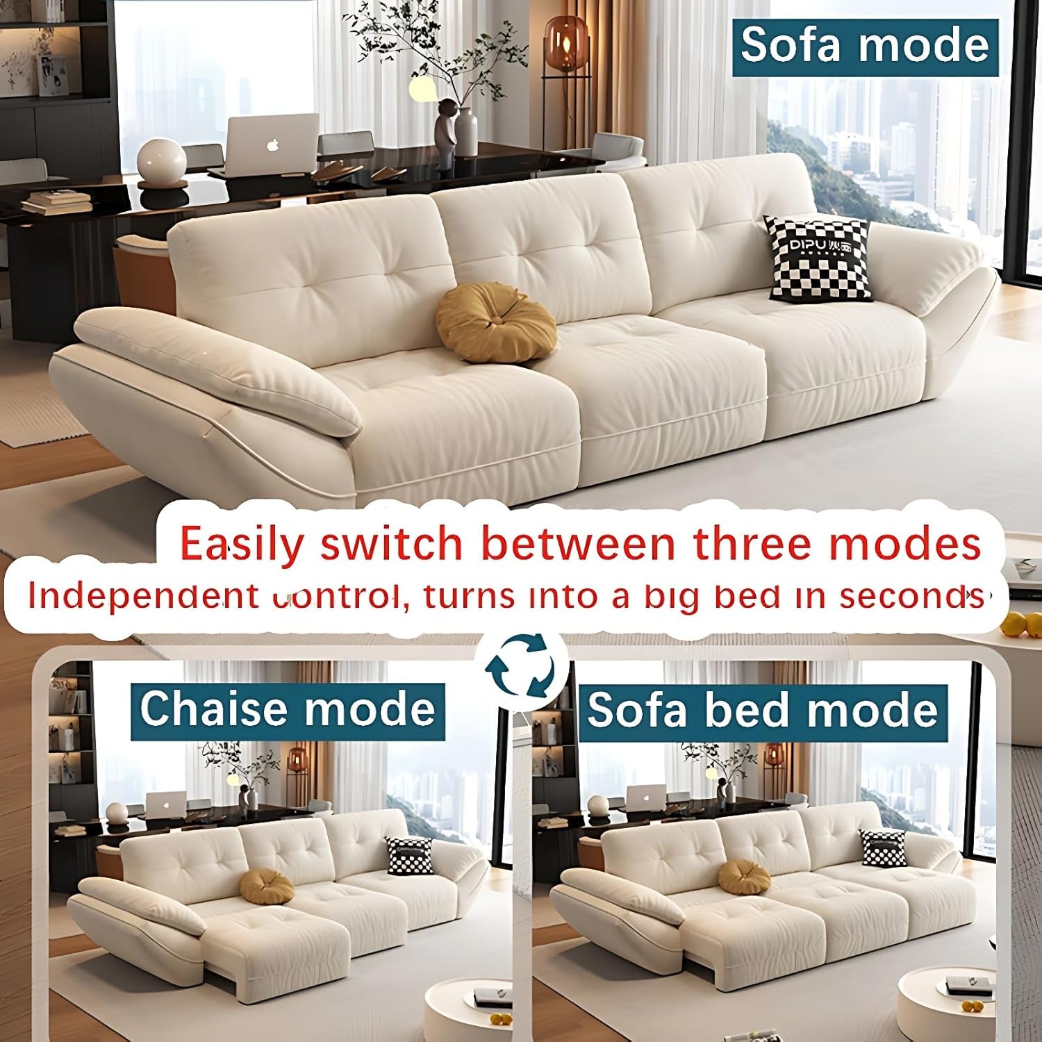 Stylish Convertible Sectional Sofa Bed with Chaise - Perfect for Modern Living Rooms & Apartments (Green, 134 In)