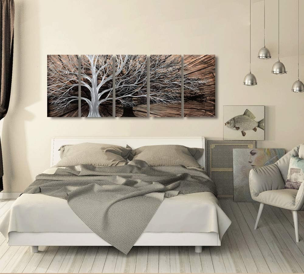 Tree of Life Metal Wall Art Set - Artisan 3D Aluminum Sculpture for Home Decor, Ideal Accent for Living Room, Bedroom, or Office