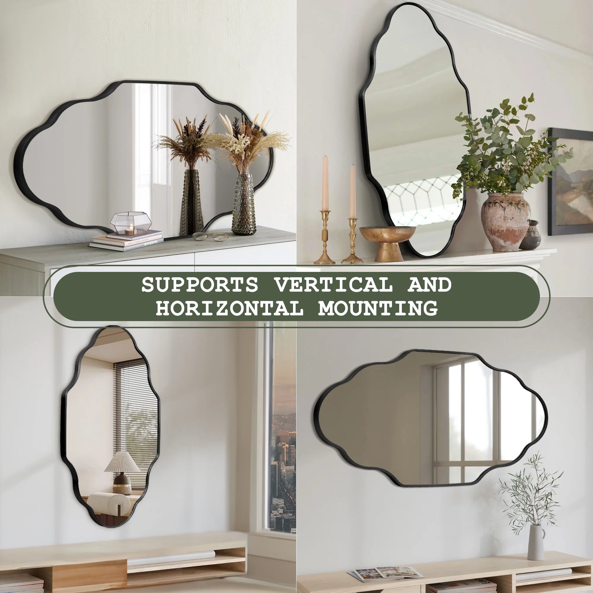 Elegant Black Scalloped Wall Mirror - Stunning Home Decor Accent