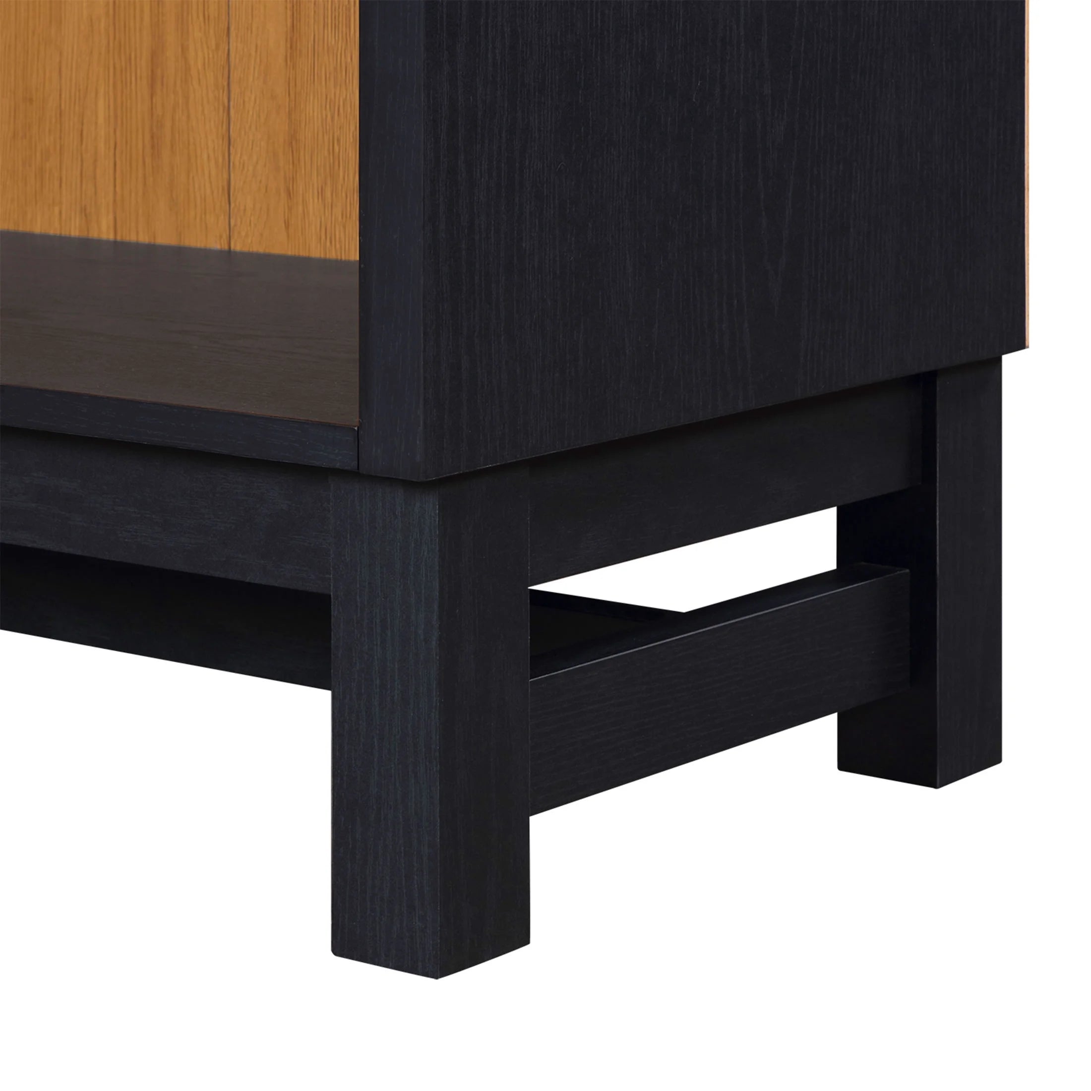 Stylish Juliet Open Arch Bookcase in Rich Black and Light Honey Finish