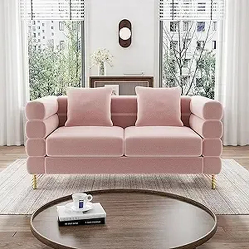 Modern Overstuffed Cloud Couch Loveseat Sofa with Pillows - Comfy 59" Deep Seat Boucle Sherpa Design for Your Living Room