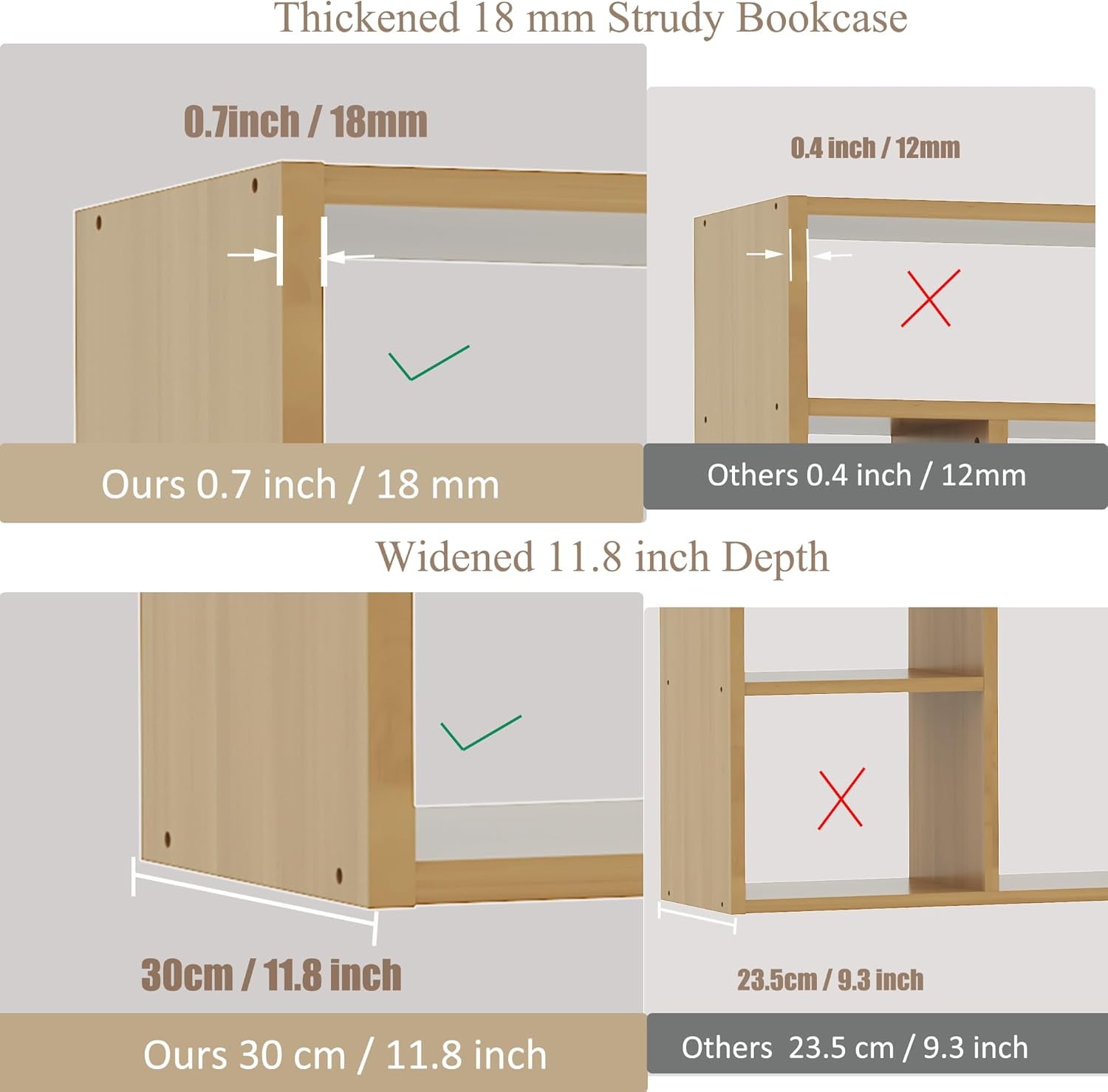 Stylish 71" Wooden Bookcase with 6-Tier Heavy Duty Shelving & Foldable Baskets - Versatile Storage Solution for Living Room & Bedroom in Yuzu Oak Finish
