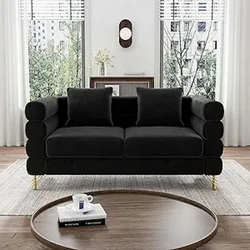 Modern Overstuffed Cloud Couch Loveseat Sofa with Pillows - Comfy 59" Deep Seat Boucle Sherpa Design for Your Living Room