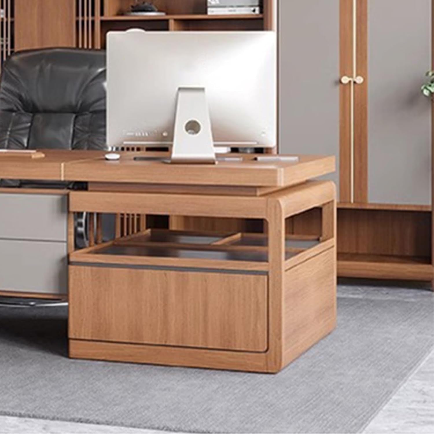 Elevate Your Workspace: Extra Large Modern Executive Desk & Lateral Cabinet for Professionals