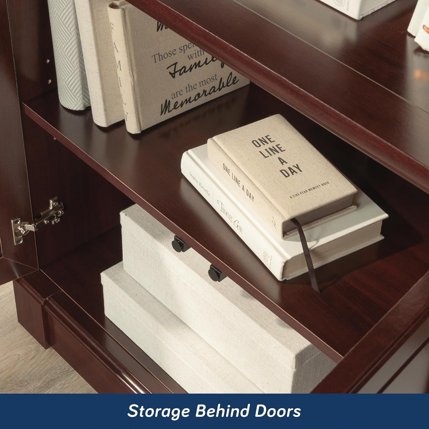 Elegant Palladia Book Shelf with Adjustable Shelves and Storage Doors - Stylish Library Bookcase in Select Cherry Finish