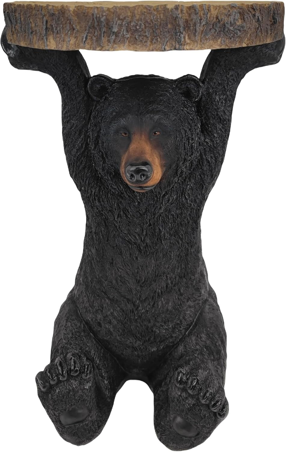 American Black Bear Decorative Side Table - Hand-Painted Resin Pedestal Stool for Home and Office Decor