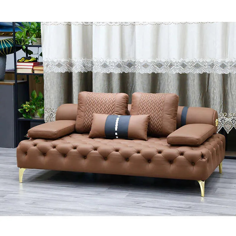 Elegant Villa Italian Style Eather Sofa - Customizable Living Room Furniture; Consult Customer Service for Tailored Options!