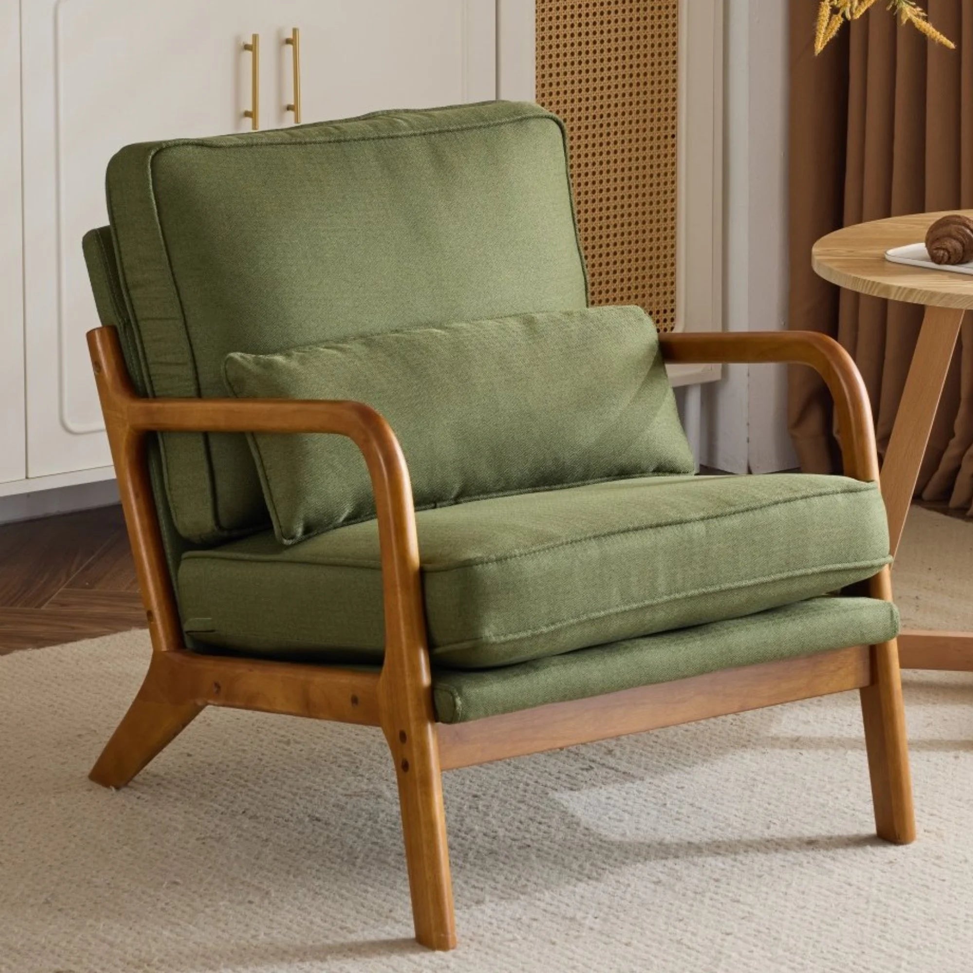 Stylish Green Linen Upholstered Accent Chair for Modern Living Spaces