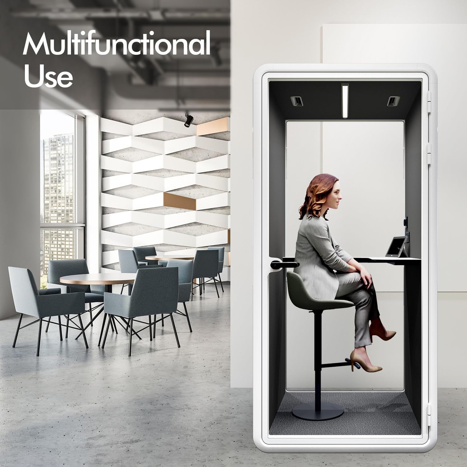 Transform Your Workspace with a Portable Acoustic Meeting Booth - Perfect for Private Calls and Study Solutions (H92in W43in D40in)