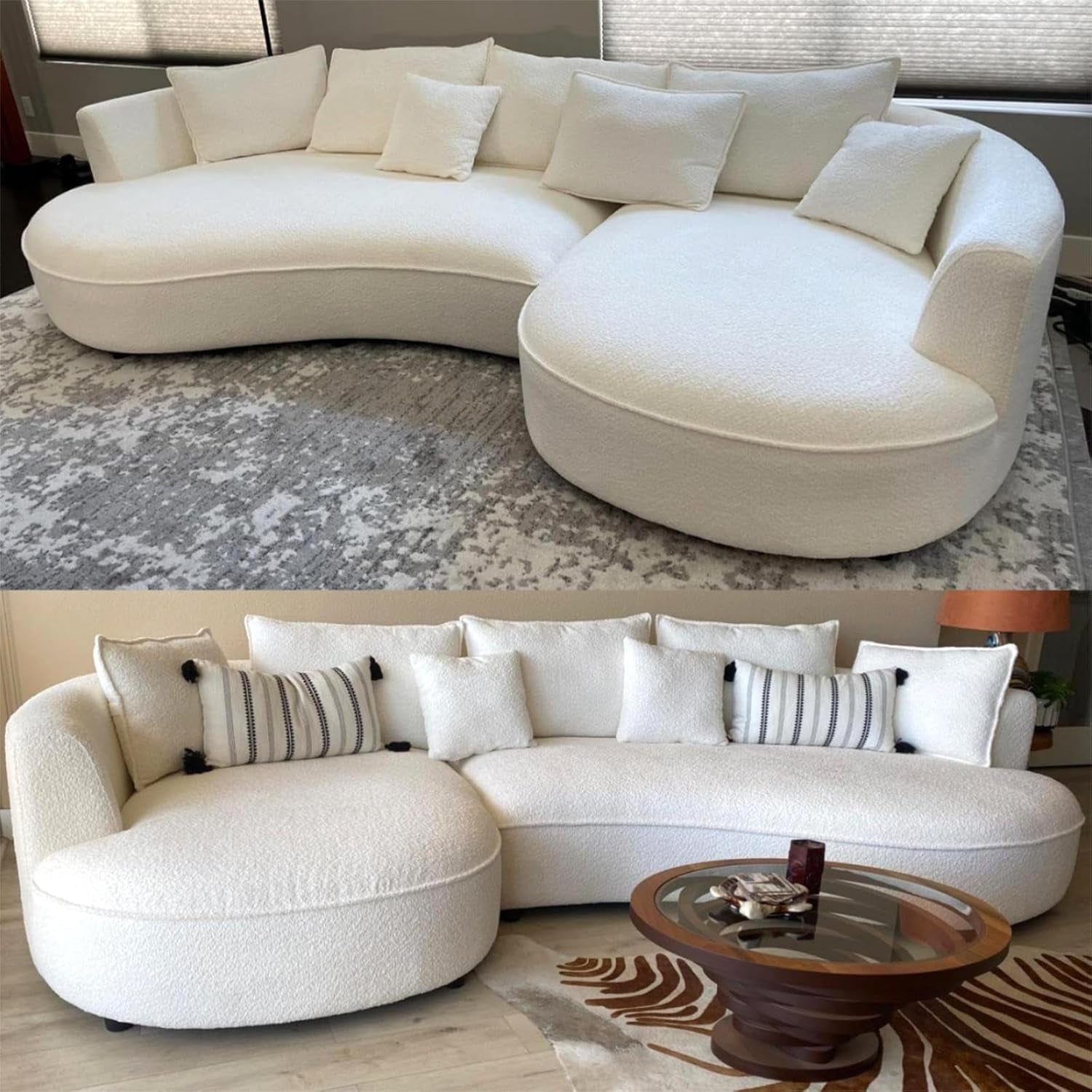 Luxurious 125" Curved Modular Sectional Sofa with 7 Pillows - Oversized Comfort for Modern Living Rooms - Left Hand Facing Design