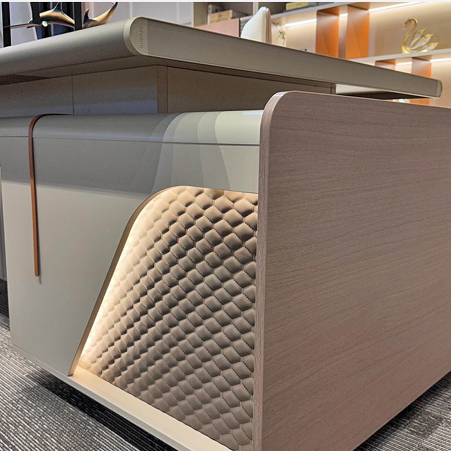 94-Inch L Shaped Computer Desk with Power Outlets, Stylish Corner Workstation and File Drawers, Perfect for Home Office or Business Setup