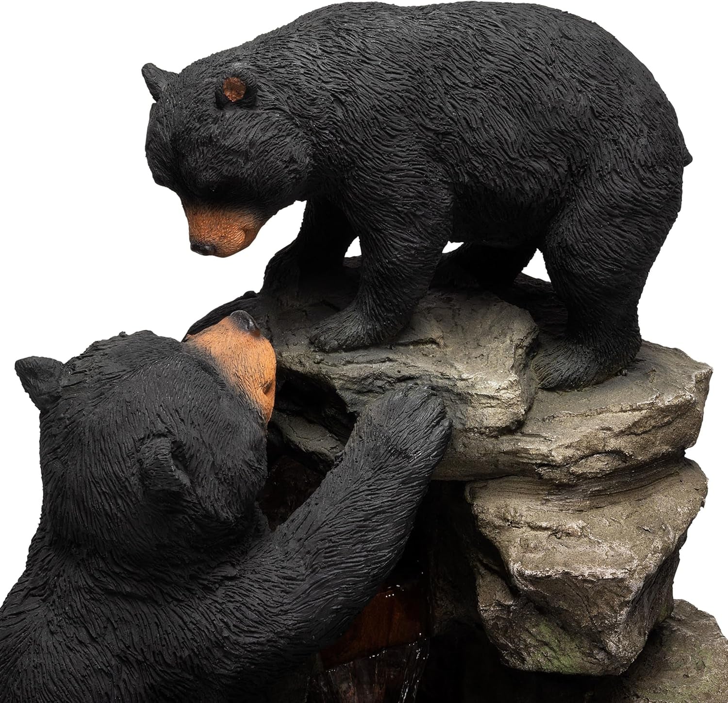 36" Indoor/Outdoor 2 Bears Climbing Water Fountain with LED Lights – Charming Cascading Wildlife Decor for Garden, Patio, and Home