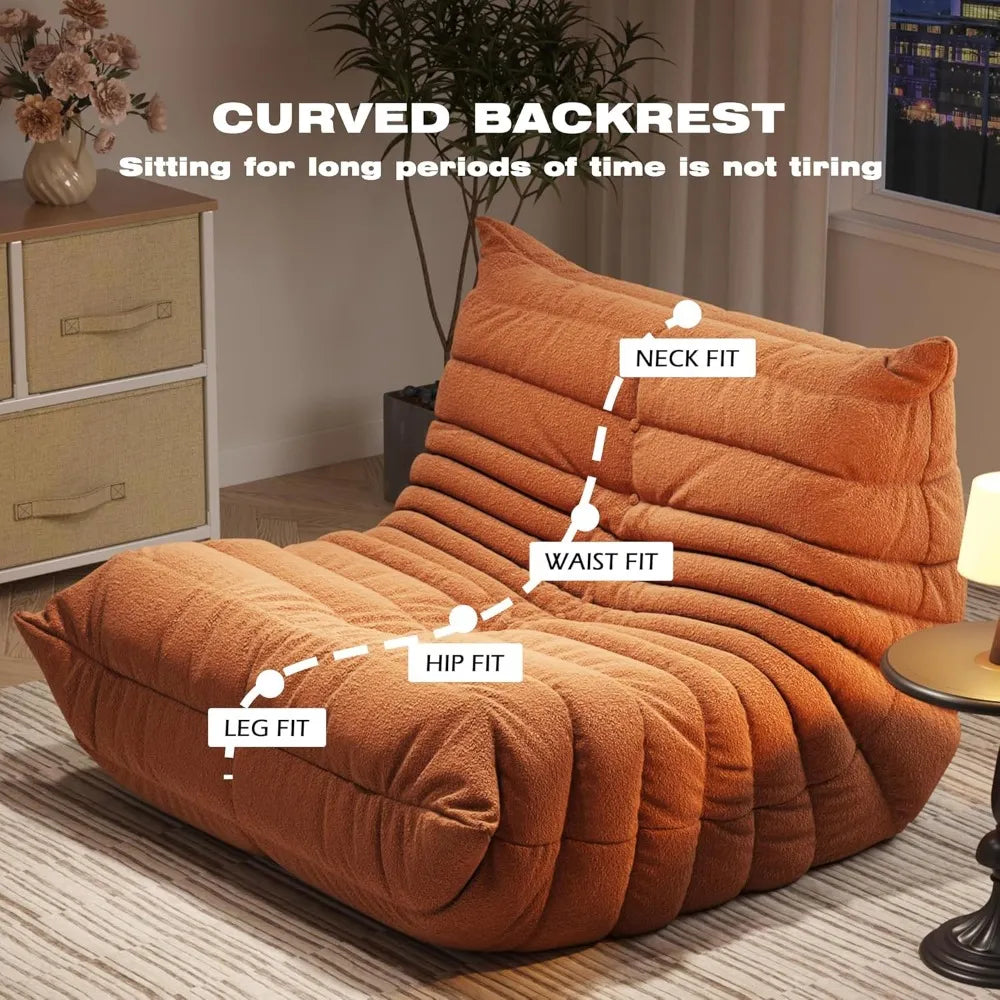Cozy Adult Bean Bag Chair - Memory Foam Floor Sofa with Soft Teddy Material for Ultimate Comfort and Relaxation