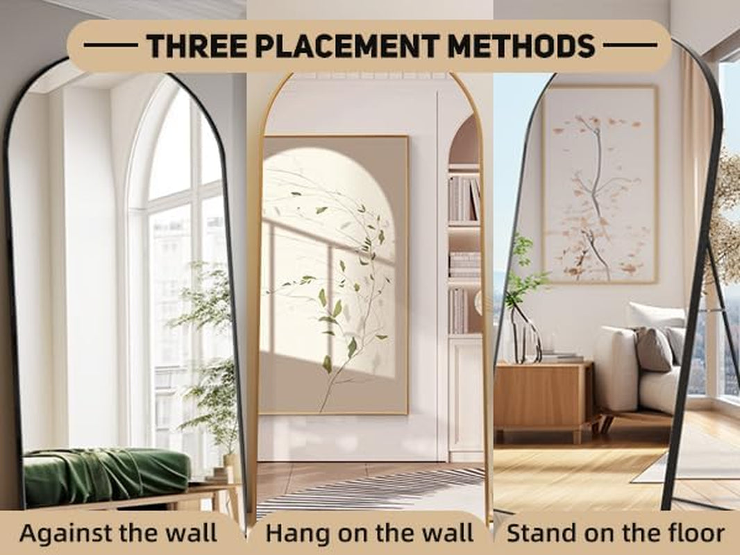 Elegant Arched Full Length Mirror - 71x32 Oversized Gold Floor Mirror with Stand for Living Room and Bedroom