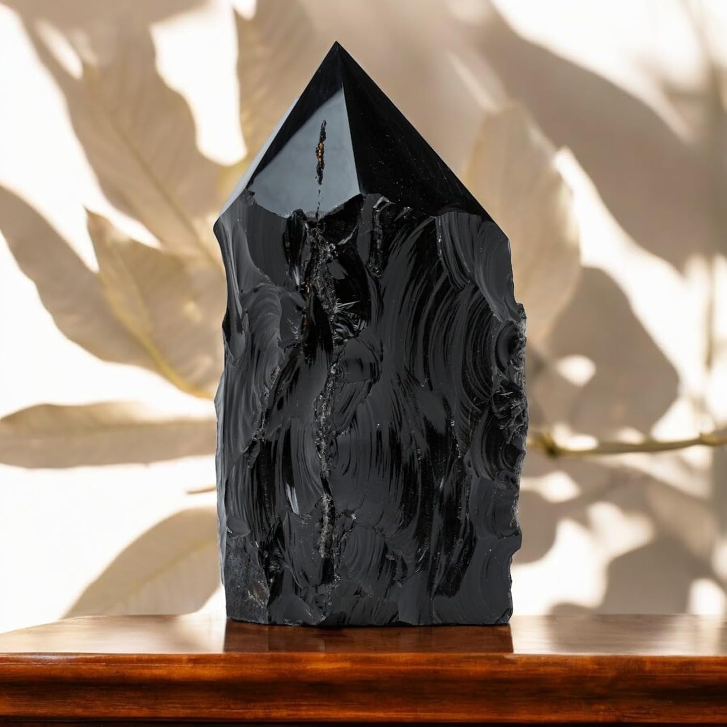 Extra Large 13-Inch Black Obsidian Crystal Point - 22.43 Lb Natural Gemstone for Unique Home Decor & Memorable Gifts