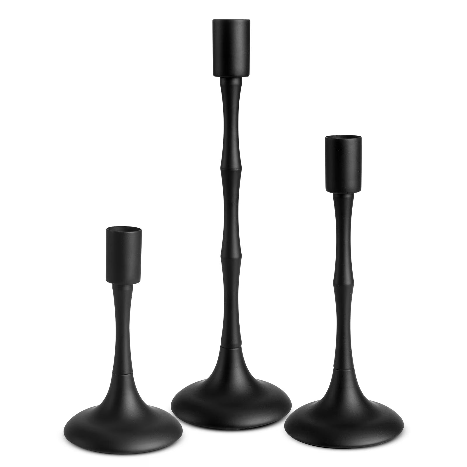 Elegant Black Metal Taper Candle Holders - Set of 3 Candelabras for Weddings, Dining & Home Decor