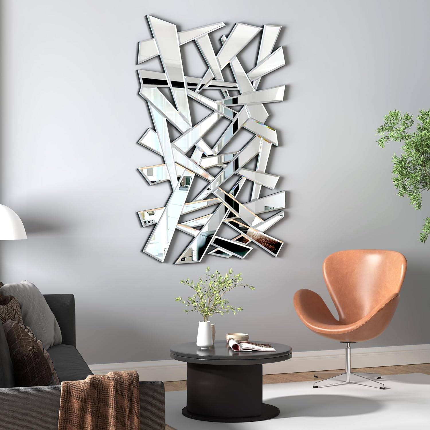 Stunning 48" X 32" Modern Irregular Beveled Wall Mirror - Perfect for Living Room, Entryway, and Hallway Decor