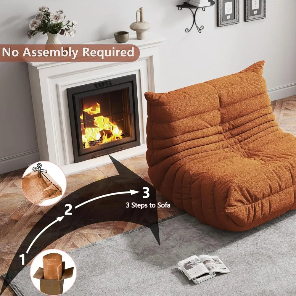 Cozy Adult Bean Bag Chair - Memory Foam Floor Sofa with Soft Teddy Material for Ultimate Comfort and Relaxation