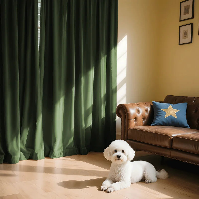 Luxurious Olive Green Velvet Blackout Curtains - Set of 2 Panels for Ultimate Privacy and Style
