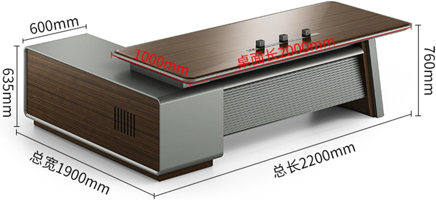 Stylish Brown L Shaped Executive Office Desk with Lateral Cabinet - Perfect for Home Office & Business Needs