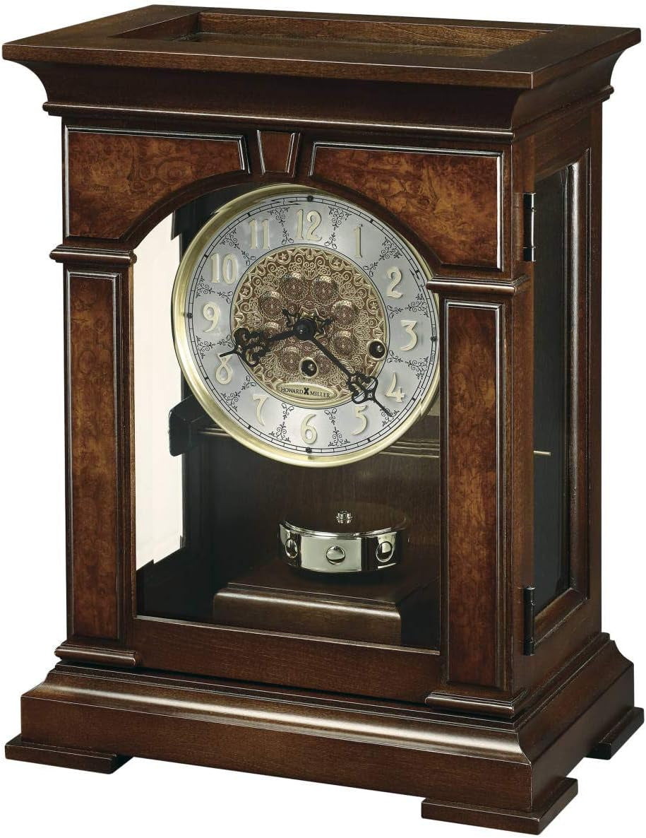 Elegant Owendale Mantel Clock II - Cherry Bordeaux Finish with Ornate Dial & Brass Pendulum - Vintage Home Decor with Key-Wound Single-Chime Movement