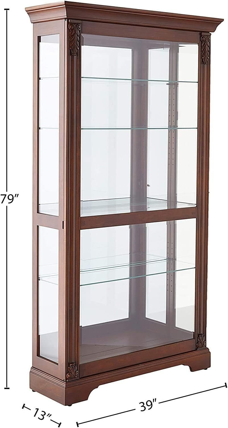 Cohen Curio Cabinet II - Elegant Adjustable Shelf with Lockable Slide Door, Illuminated Vertical Display for Home Decor & Collectibles